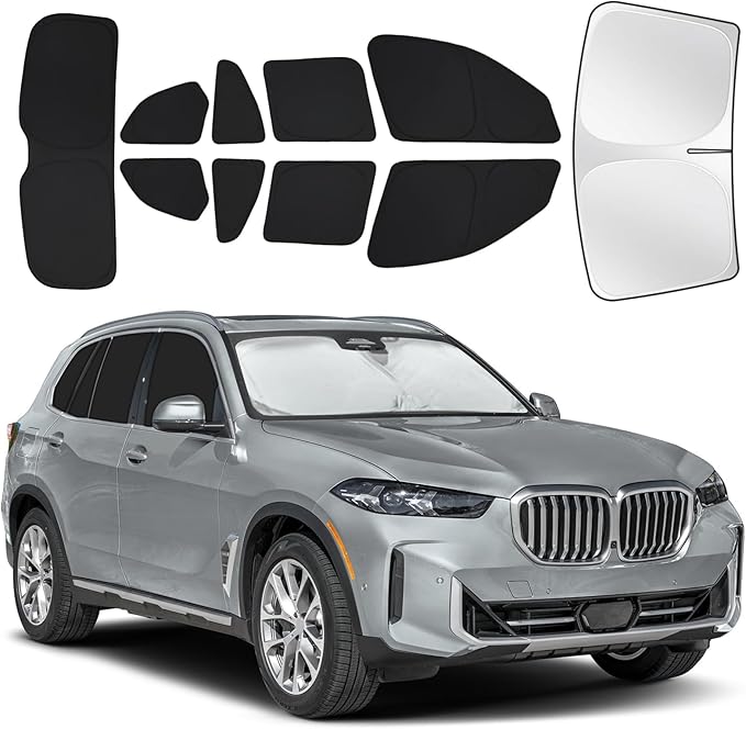 for BMW x5 2019-2025 Car Window Shades, 10pcs Privacy Sun Shade Set for Front Windshield Side and Rear Windows, Full Window Covers Keeps Vehicle Cool for Camping Napping