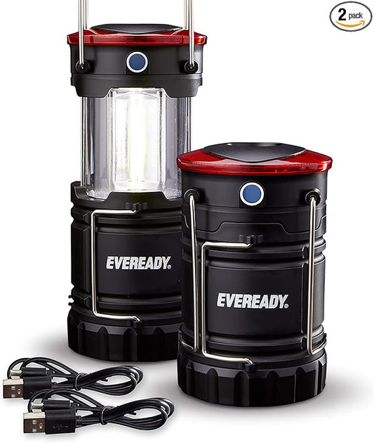EVEREADY 360 LED Camping Lantern (2-Pack), Collapsible LED Lanterns, Rugged Survival Kits for Hurricane, Emergency Light for Storm, Outages, Outdoor Portable Lanterns