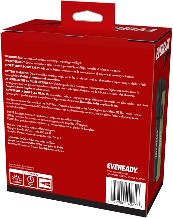 Eveready LED Flashlight Bright Reliable Flashlights for General Purpose, Great for Camping, Car, Emergency Storm Power Outage Handheld Flashlight (Batteries Included)