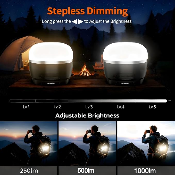LED Camping Lantern, 8000mAh Rechargeable Camping Light, 6-Level Dimming & Magnetic Base Tent Lamp, IPX4 Waterproof Emergency Hanging Lantern for Hurricane, Power Outage, Hiking