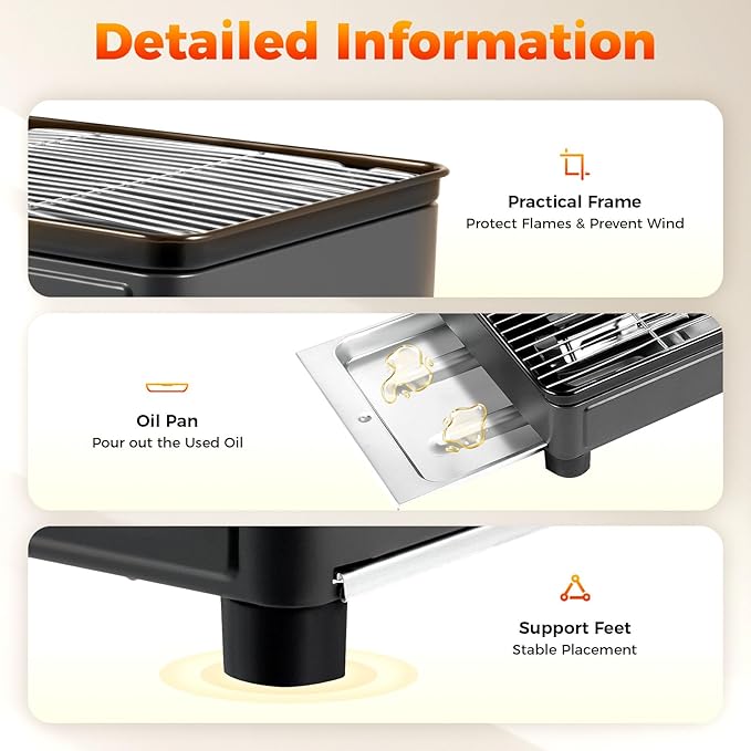 Portable Gas Grill Butane Stove, Portable Camping Grill Gas Stove Portable Tabletop bbq Grill Free Standing BBQ Grill with Grilling Net Carry Case for Camping Traveling Outdoor Cooking