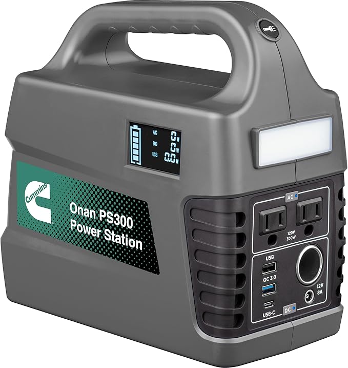 Cummins 296Wh 600 Peak Watt Portable Power Station and Solar Generator, Pure Sine Wave AC Outlet, Backup Lithium Battery for Camping, Home, Travel, Indoor/Outdoor Use (Solar Panel Not Included)