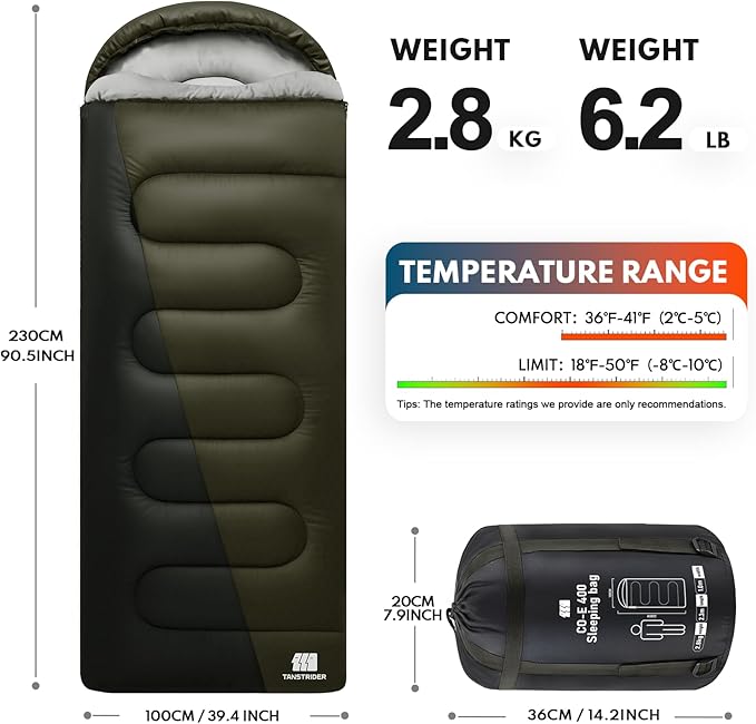 XXL Winter Sleeping Bags for Adults Cold Weather,Camping Sleeping Bag for Kids with Compression Sack,4 Season Camping Essentials Gear for Hiking,Traveling,Outdoor,Backpacking,Climbing