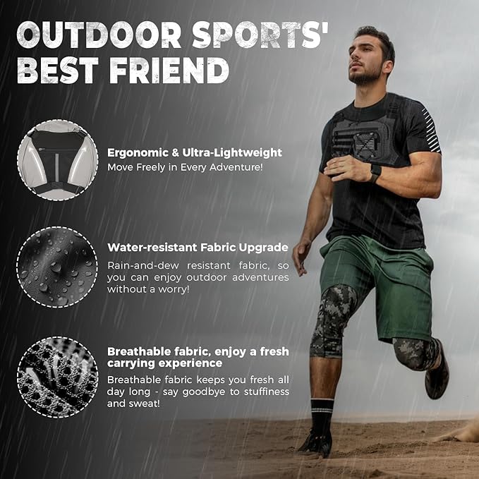 koculemi Outdoor Sports Chest Bag for Men, Chest Vest Holster Fits Most Pistols, EDC Travel Chest Pack for Running, Hiking