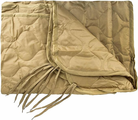 M MCGUIRE GEAR Military Woobie Poncho Liner, Nylon Ripstop Shell, Polyester Insulation, Sleeping Bag, Blanket, Made in USA (Tan 499)