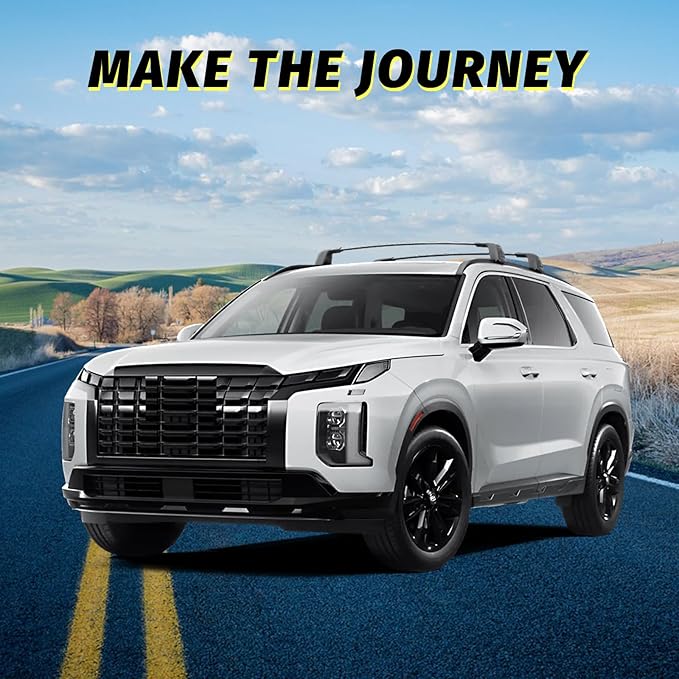 Car Roof Rack Cross Bars Compatible with 2019-2025 Hyundai Palisade SE SEL XRT (Fit for Flush Side Rails), Aluminum Lockable Roof Cross Bars for Kayak Bike Rooftop Cargo Carrier Bag Basket Luggage
