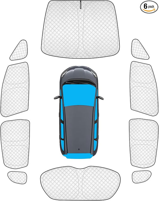 KMF 10pcs Thicken Sun Shades for Honda Fit 2015-2020 Accessories, Windshield Sunshade Full Car Window Covers for Side Rear, UV Block and Protecting Privacy Blackout for Camping