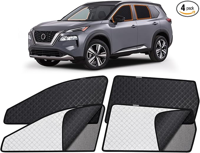XCBYT Car Window Shades for 2021-2024 Rogue | 2-in-1 Breathable Mesh & Blackout Side Window Covers | UV Protection & Privacy for Baby Naps, Camping & Car Rest (4 PCS)