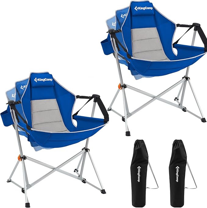 KingCamp Hammock Camping Chair, Swinging Portable Camp Chairs for Adults, 400lbs Heavy Duty Oversized Folding Rocking Chair with Adjustable Recline, Aluminum Alloy Frame for Outdoor Patio Beach Sport