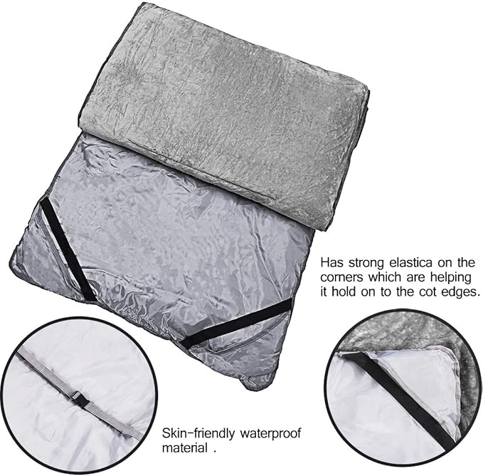 Sleeping Cot Pads (75" x 28") with Elastic Straps Portable for Outdoor & Hiking, Cotton Soft Thick Camping Cot Pad, Non-Slip Camping Mattress Pad for Camp Cot/Rv Bunk/Narrow Twin Beds