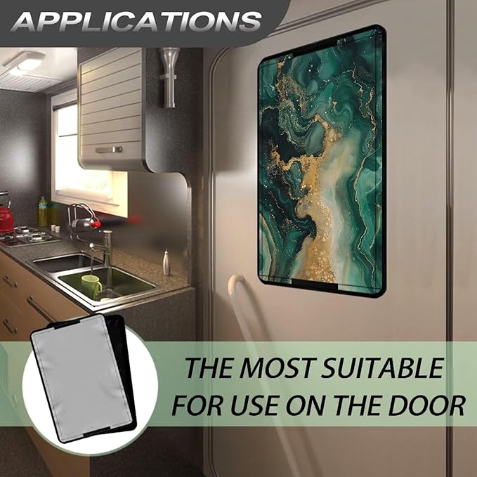 Green Marble Rv Door Window Shade Cover, Rv Blackout Curtains with Uv Protection, Cover Camper Door Window Shade