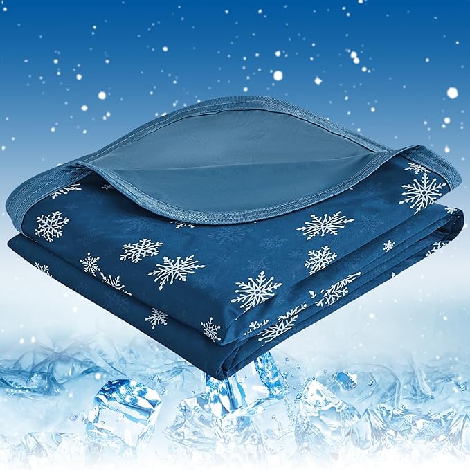 OIGAE Cooling Blanket for Hot Sleepers - Soft & Lightweight Summer Cold Blanket for Night Sweats | Perfect for Bed, Couch, Sofa (Dark Blue, Throw 50'' x 70'')