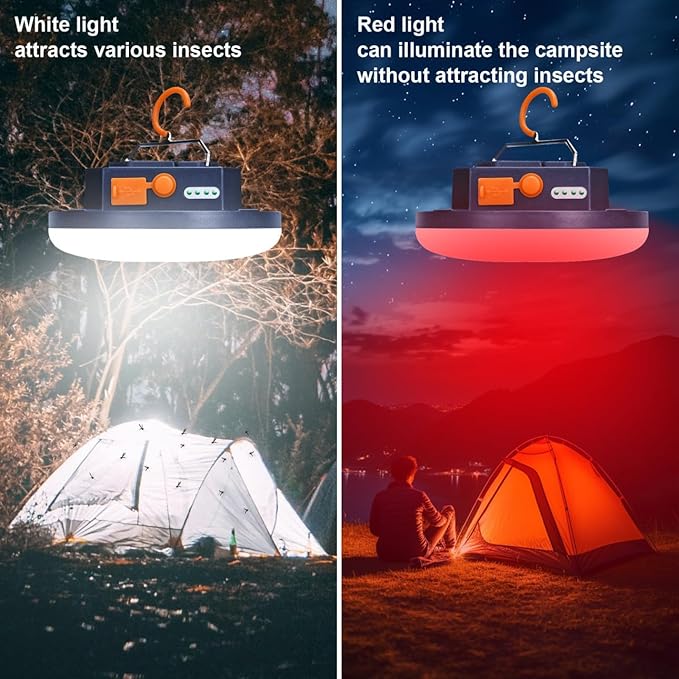 2025 Red Light Insect-Proof Camping Lamp for Stargazing 10000mAh Rechargeable 3000LM Tent Camping Light , Portable Led Red Lights 6500K 24 Hours Long Play Time , Outdoor Night Fishing Lantern