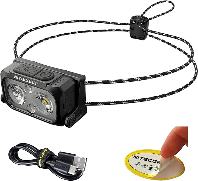 Nitecore NU21 Running Headlamp, 360 Lumen Ultralight USB Rechargeable with White and Red LEDs and a Sticker (Black)