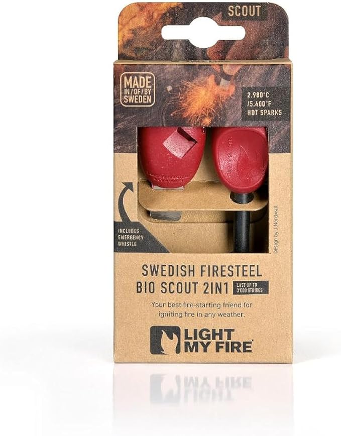 Light My Fire Flint Fire Starter Ferro Rod Survival Tool Scout — Fire Steel Bushcraft Gear — Flint and Steel Magnesium Fire Starter Kit — 2-in-1 Fire Starters for Campfires — 3,000 Strikes