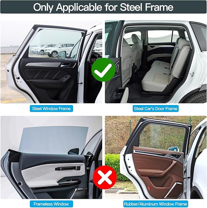 Car Window Shades - 2 Pack ZATOOTO Side Window Magnetic Car Curtains 100% Block Light Sun Shades for Heat and UV Protection for Sleeping Camping Breastfeeding