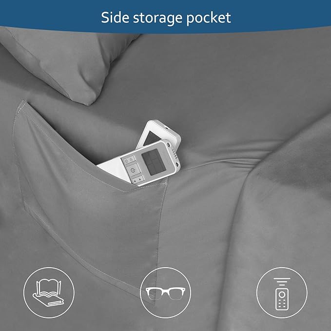 Moonsea Cal King Sheet Set - 4 Piece California King Sheet Sets - Extra Deep Pocket Hotel Luxury California King Sheets Fade Resistant Fits up to 24in Cal King Bed Mattress - Grey