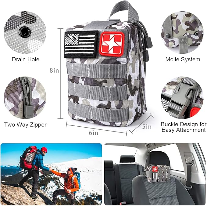 Survival Kit, 294 Pcs Survival Gear First Aid Kit with Molle System Compatible Bag and Emergency Tent, Emergency Kit for Earthquake, Outdoor Adventure, Hiking, Hunting, Gifts for Men Women