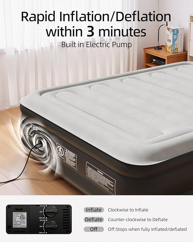 CHILLSUN 2026 Upgraded Air Mattress Full with Built in Pump, 18" Raised Comfort Blow up Mattress Inflatable Mattress Colchon Inflable, Flocked Top Air Bed with Storage Bag for Home Camping & Guests
