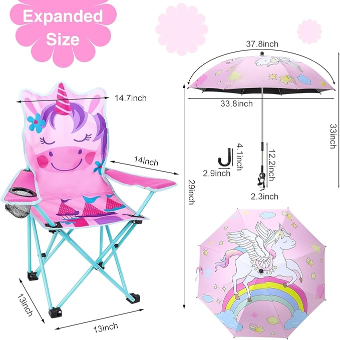 KABOER Kids Outdoor Folding Lawn and Camping Chair with Cup Holder and Carrying Bag, Children's Camping Chairs