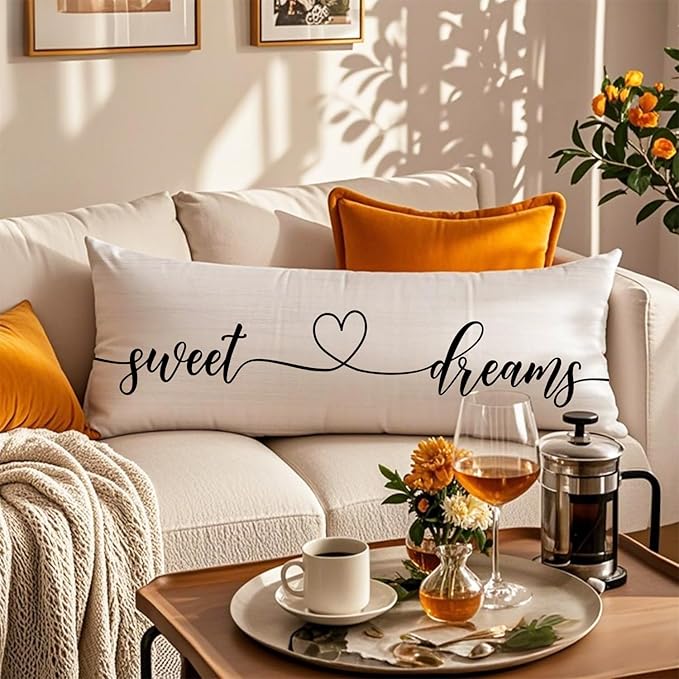 Sweet Dreams 20x54 Body Pillow Cover, Master Bedroom Decor, Farmhouse Decor, Best Wedding Gifts for Couples Decorative Long Body Pillow Cases for Bed Couch