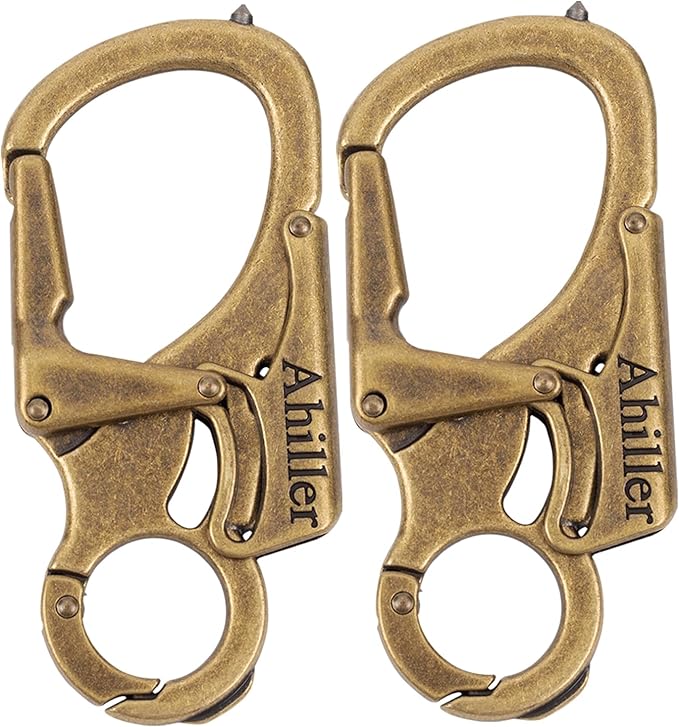 Ahiller Carabiner Keychain Clip, Double Lock Designed - Tungsten Steel Tip, Multifounction Tools for Camping, Hiking, Fishing, Outdoor Survival