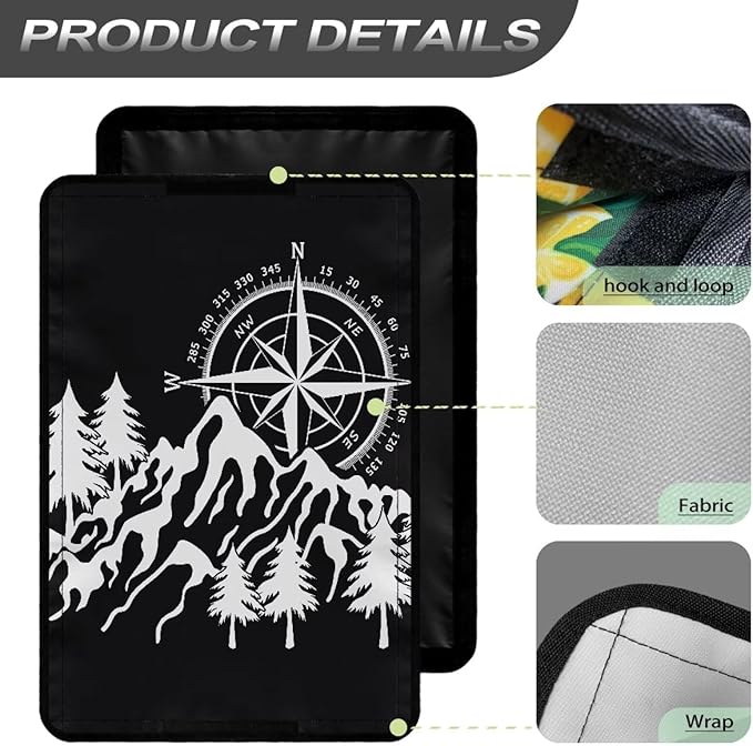 RV Door Window Shade Cover, Compass Mountain Print Privacy Screen Door Curtains for Camper Door Easy to Install for Travel Trailer