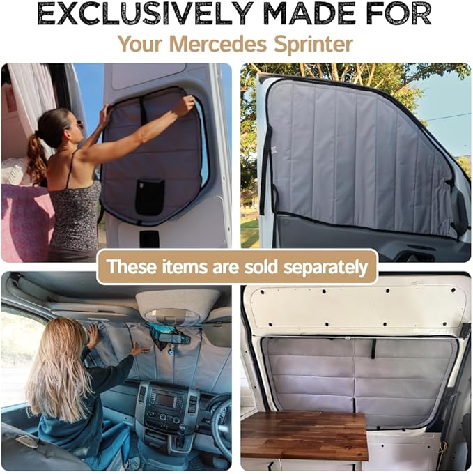Living in a Bubble Insulated Blackout Sliding Door Window Cover for Mercedes Sprinter Van Year 2007-2026, NCV3 & VS30 (Bare Metal Frame)