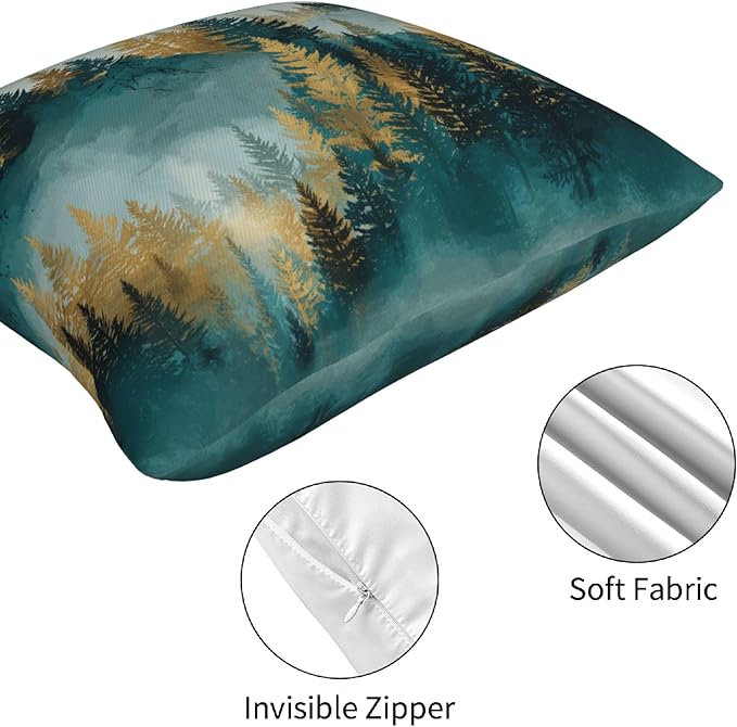 Green Mountain Throw Pillow Covers 18 X 18 Inch Set of 4 Decorative Cushion Cover Home Decor for Sofa Chair Couch Bedroom Living Room