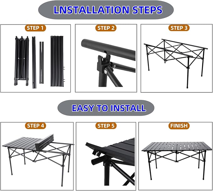 Folding Camping Table, Portable Beach Table,with Portable Bag，Suitable for Indoor, Outdoor, Camping, Backyard, Party, Patio, The Black Camping Table at The Beach