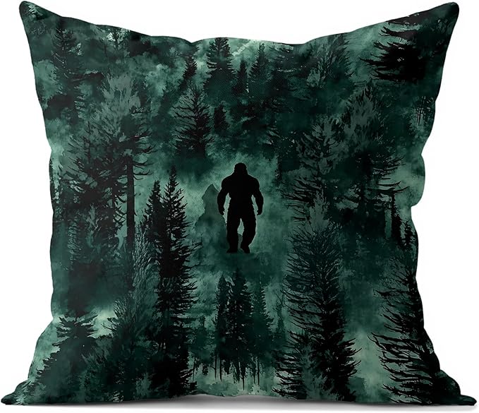 Funny Bigfoot Sasquatch Forest Throw Pillow Covers 18x18,Camper Decor Pillowcase,Big Foot Sasquatch Gifts,Camping Camper Bigfoot Gifts for Women（93）