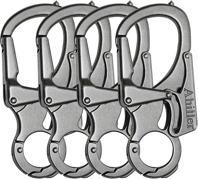 Ahiller Carabiner Keychain Clip, Double Lock Designed - Tungsten Steel Tip, Multifounction Tools for Camping, Hiking, Fishing, Outdoor Survival