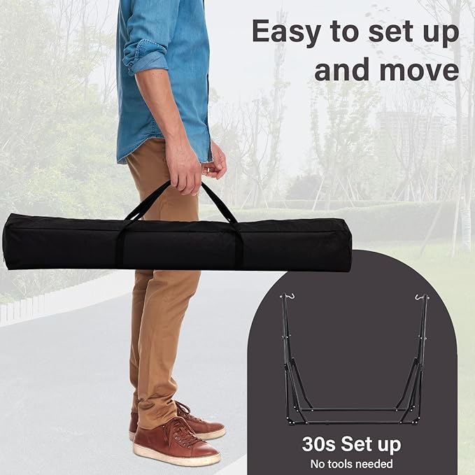 2 in 1 Hammock with Stand, Outdoor Hammock Swing Chair with Portable Heavy Duty Stand, Multi-Functional Hammock Stand 480 lbs Weight Capacit-Gray