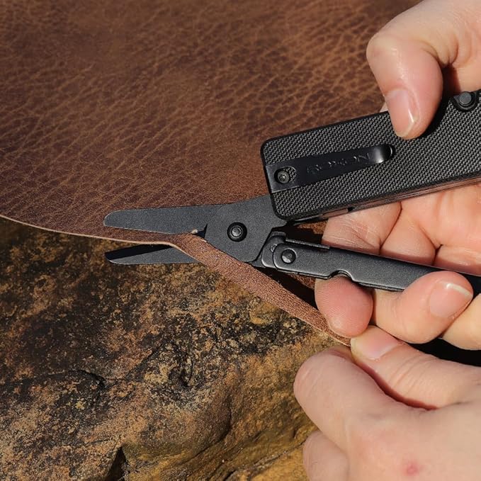 Roxon KS2E Noir Elite D2 Blade 13 in 1 Mini Multi Tool function pocket knife with big scissor, G10 handle and Pocket clip, good for Camping/Backpacking/Emergencies/EDC Multitool (D2 Steel Blade)