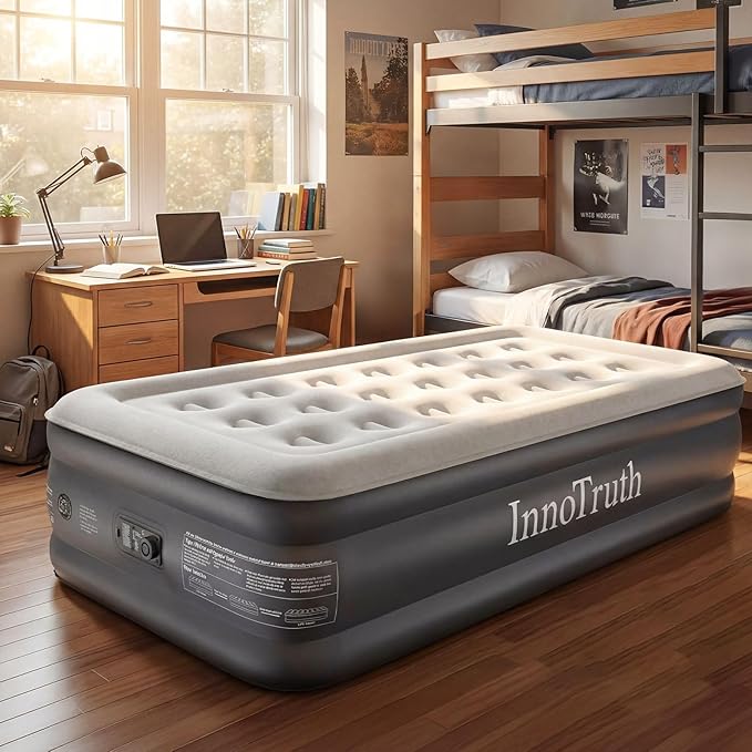 InnoTruth Twin Air Mattress with Built in Pump, Famiy Choice Award Winner, Inflatable Blow up Mattress, 18" Raised Colchones Inflables Air Bed, Ideal for Home and Outdoor, 300lb Weight Capacity