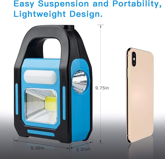 1 Pack 3 in 1 Solar USB Rechargeable Brightest COB LED Camping Lantern, Waterproof Emergency Flashlight LED Light
