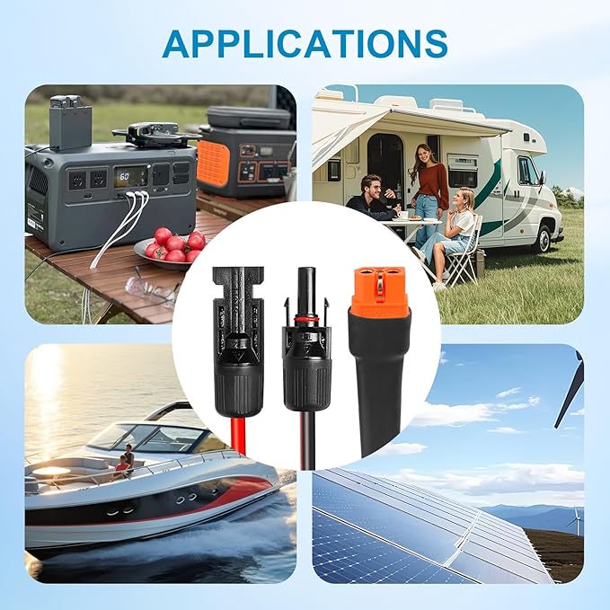 10AWG 100FT Solar to XT60i Extension Cable 3 6 10 35 50 75 100FT Heavy Duty Adapter Cable Connector XT60i Wire for Portable Power Station, Solar Panel, RV, Battery