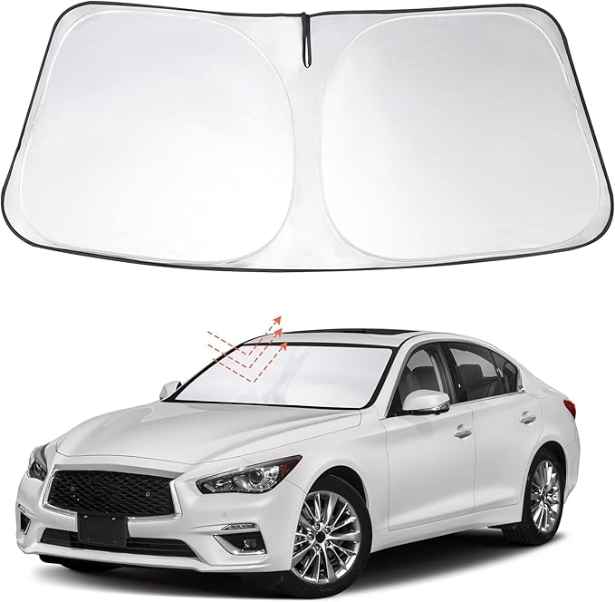 Windshield Sun Shade Custom Fit 2014-2022 2023 2024 Infiniti Q50 Accessories Foldable Sunshade Sun Blocker Front Window Shades Covers Keep Car Cooler