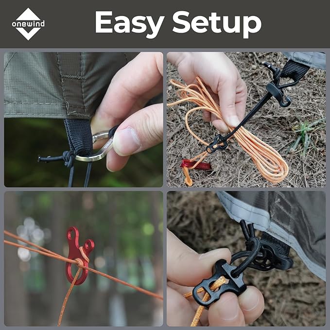 onewind Camping Hammock with Rain Fly and Bug Net Portable Lightweight 11ft Double Hammock with 12ft Ultralight Silnylon Tarp and Mosquito Net Ridgeline 12Ft Tree Straps for Camping Hiking Backpacking