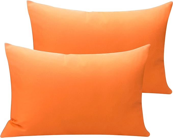 NTBAY Microfiber Toddler Pillowcases with Envelope Closure, 2 Pack 100% Brushed Microfiber Super Soft Travel Kids Nursery Pillow Cases, 14"x20" Fits Pillows Sized 12"x16" 13"x18" 14"x19", Orange