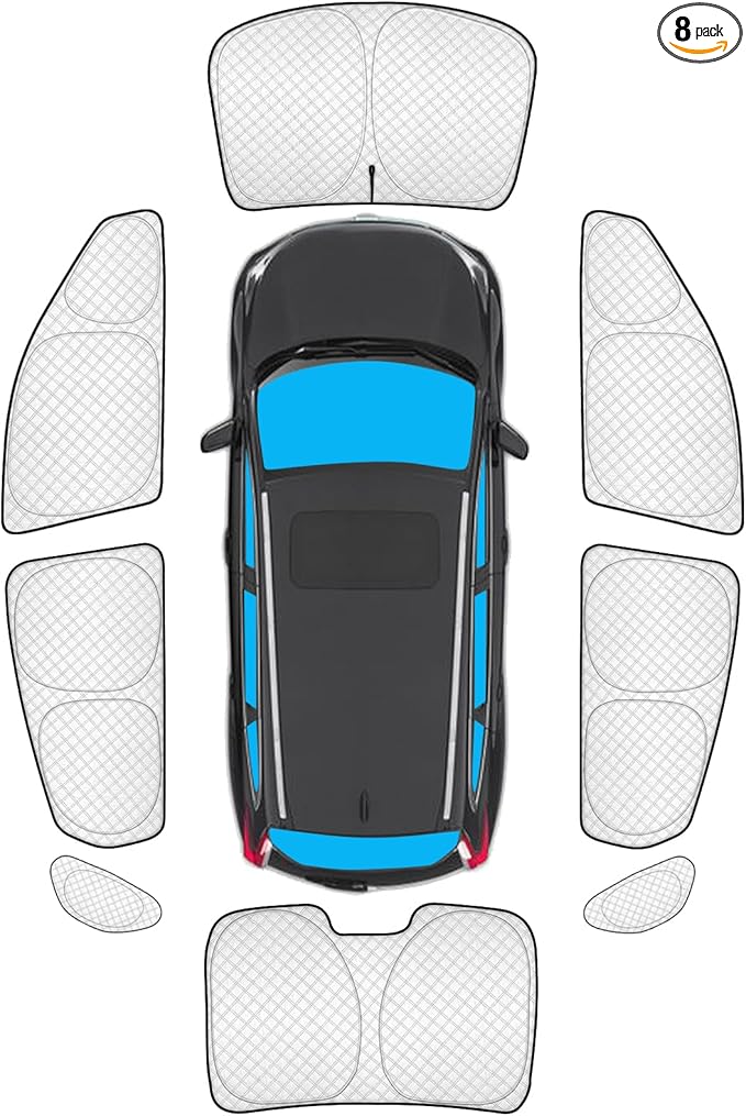 KMF 8pcs Thicken Full Sun Shades for Honda Civic Sedan 2016-2021(Not Hatchback) Accessories, Car Window Covers Sunshade for Windshield Side Rear, UV Block and Blackout Privacy for Camping Outdoor