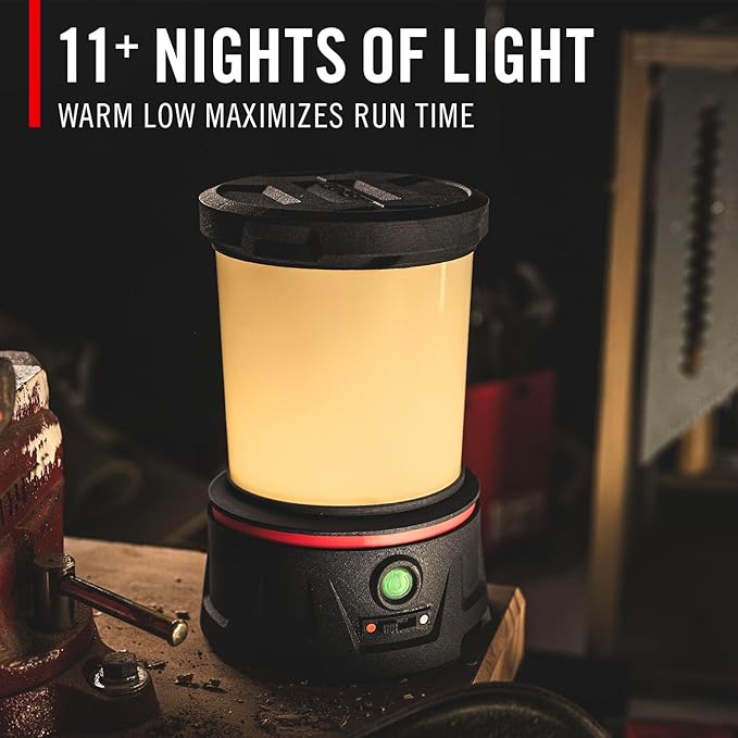 COAST EAL40R 2500 Lumen Rechargeable Emergency Camping Lantern with Red Flashing Mode, Carabiner, Diffuser, Foldeable Handle, Moonglow™ Low Mode, Illuminated Power Button, USB-C Power Bank
