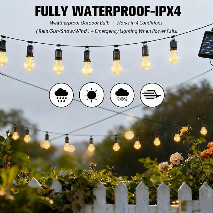 Solar Camping Light-4Packs, Rechargeable Tent Lamp with Hook, Vintage Outdoor Design