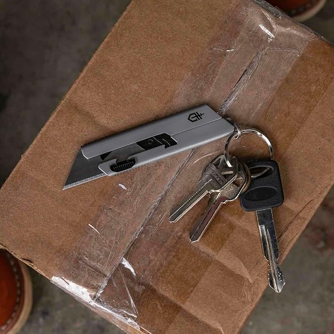 Gerber Gear EAB Utility Knife, Clips to Pocket or Keychain with Replaceable Razor Blade for Everyday Carry, EDC Gear with Box Cutter Retractable, Mini Black