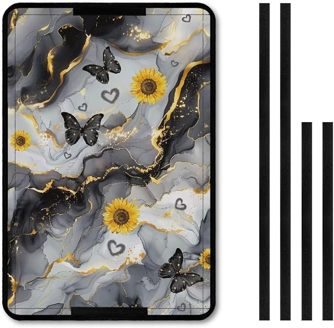 RV Door Window Shade Cover, Black Marble Sunflower Lightweight Camper Car Sunshade Privacy Window Cover, UV Rays Protection for Outdoor Camping Travel