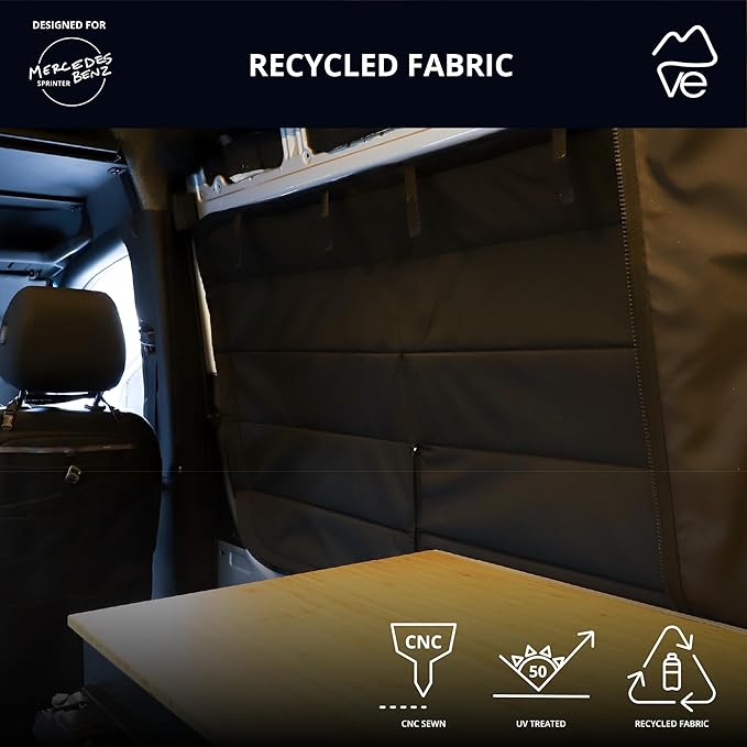 VanEssential Insulated Stealth Blackout Magnetic Window Cover Designed for Mercedes-Benz NCV3 & VS30 (Van Years 2007 to Current), Sliding Door (Bare Metal Window Frame Only), Black