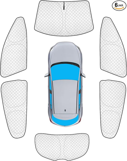 KMF 6pcs Thicken Sun Shades for Mazda 3 Hatchback (Not Sedan) 2014-2018 Accessories, Full Windshield Sunshade Car Window Covers for Side Rear, UV Block and Blackout Privacy for Camping