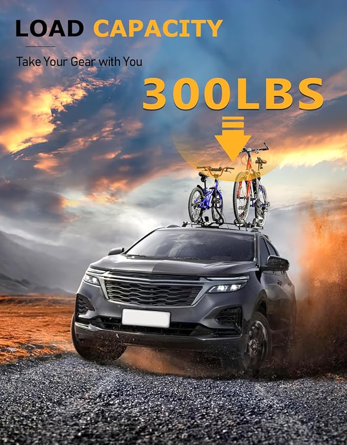 Tuyoung 300lbs All Aluminum Roof Rack Cross Bars Compatible with 2018-2024 Chevy Chevrolet Equinox GMC Terrain (Not for EV), Lockable Heavy Duty Aluminum Roof Rails Crossbars Luggage Cargo Carrier