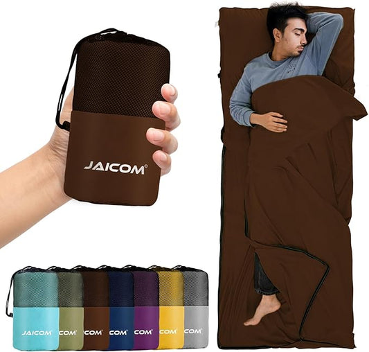 JAICOM Sleeping Bag Liner, Travel Sheets & Adult Sleep Sack, Ultralight and Portable Summer Sleeping Bag - Ideal for Backpacking, Hotels and Hostels, Business Trips, Camping