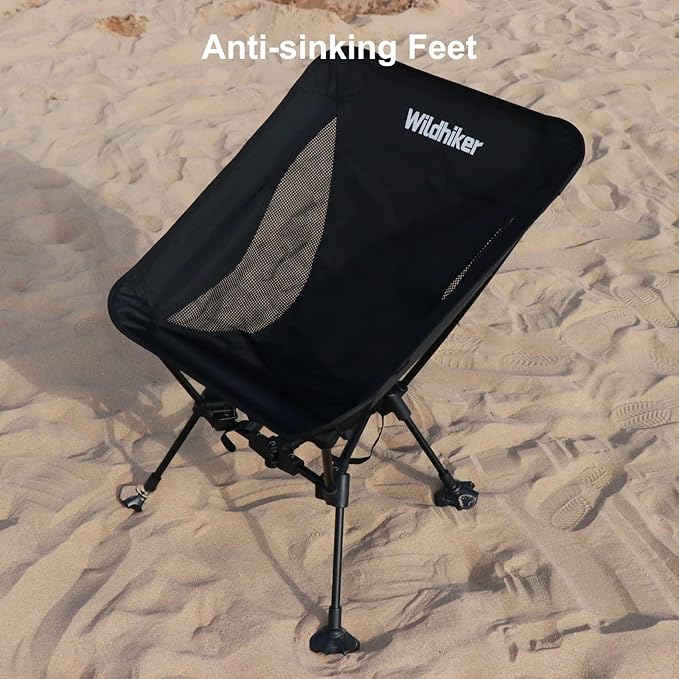 Wildhiker Ultralight Backpacking Chair – Compact Camping Chairs for Adults with Pouch, Weighs 2.8 lbs with Anti-Sinking Large Feet for Beach, Hiking, Motorcycle, Travel, Festival – Indigo Blue
